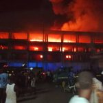 Eyewitnesses watched on helplessly as the fire spread in the market