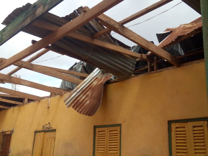 The school's roof has been ripped off by rains