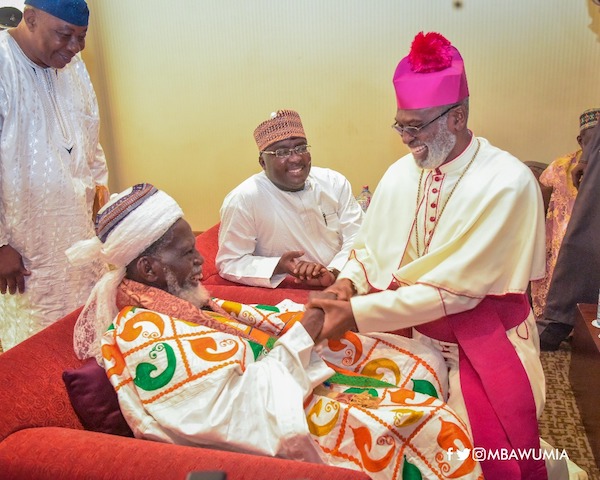 The chief imam with Archbishop Palmer Buckle and vice president Bawumia