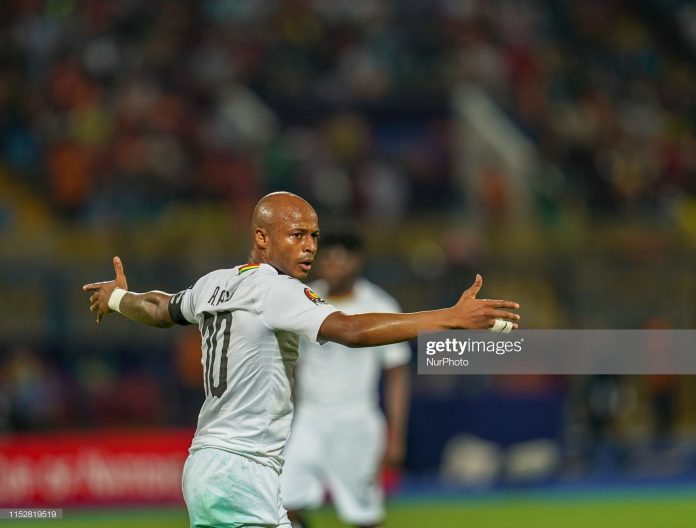 Andre Morgan Rami Ayew of Ghana during the 2019 African Cup of Nations match between Cameroon and Ghana at the Ismailia stadium in Ismailia, Egypt on June 29,2019. (Photo by Ulrik Pedersen/NurPhoto via Getty Images)