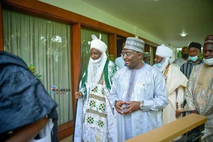 The former Emir of Kano and governor of the Central Bank of Nigeria Mohammed Sanusi Lamido with Dr Mahamudu Bawumia