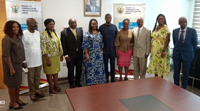The communications minister with the new board of Ghana-India Kofi Annan Centre of Excellence in ICT (AITI-KACE)