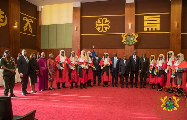 President Nana Akufo-Addo with the 10 new high court judges