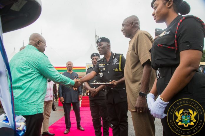 Nana Akufo-Addo and the IGP at the Police Headquarters in Accra