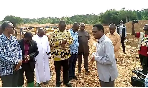 The clergy praying at one of the sites degraded by activities of illegal miners