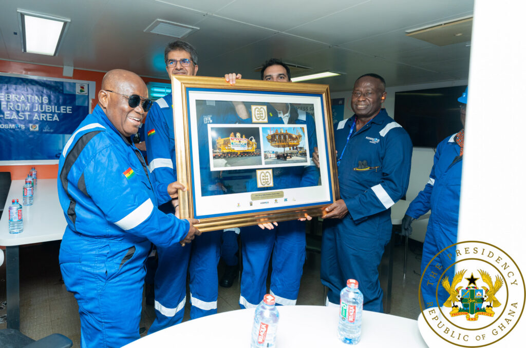 Akufo-Addo has commissioned first oil from the Jubilee South East (JSE) Project.