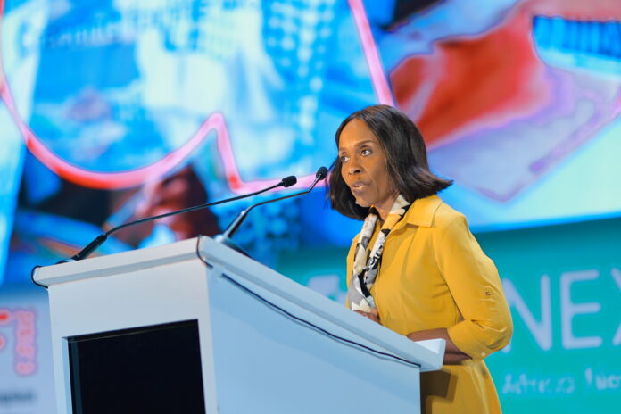 Kanayo Awani, Executive vice president, Intra-African Trade Bank, Afreximbank delivering her opening statement at IATF2023 in Egypt.