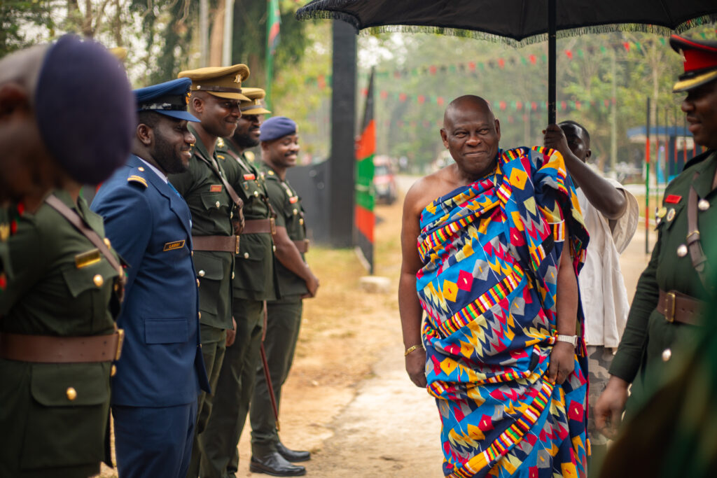 A military guard of honour for the board chairman of Genser Energy, Nana Osae Nyampong VI .
